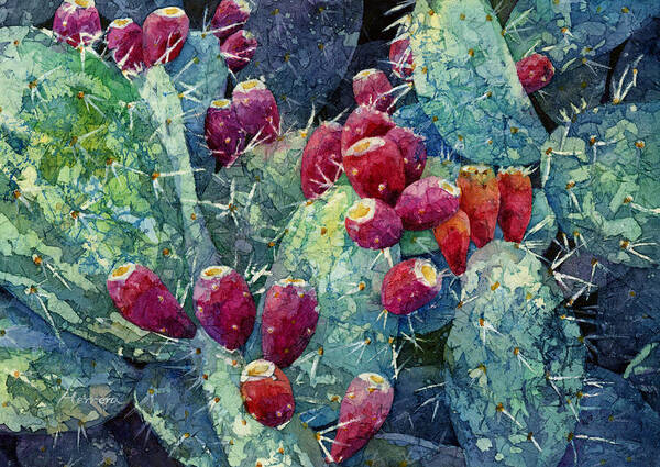 Cactus Poster featuring the painting Prickly Pear 2 by Hailey E Herrera