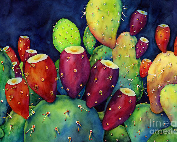Cactus Poster featuring the painting Prickly Pear by Hailey E Herrera