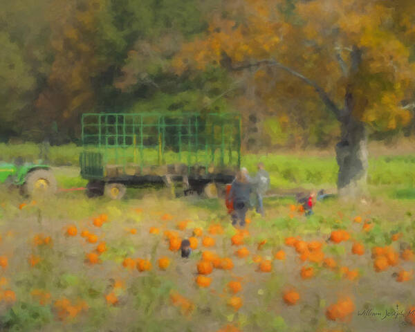 Orange Poster featuring the painting Pumpkins at Langwater Farm by Bill McEntee