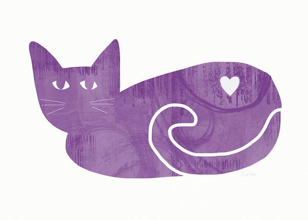 Cat Poster featuring the painting Purple Cat- Art by Linda Woods by Linda Woods