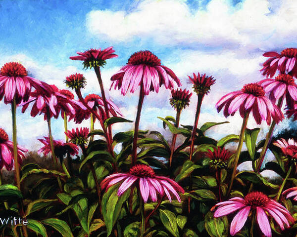 Flowers Poster featuring the painting Purple Coneflowers by Marie Witte