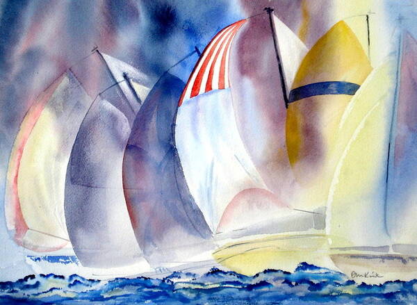 Sailing Poster featuring the painting Race for the Mark by Diane Kirk