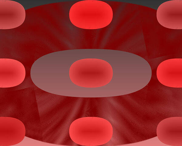 Rithmart Abstract Red Organic Random Computer Digital Shapes Abstract Predominantly Red Poster featuring the digital art Red.783 by Gareth Lewis