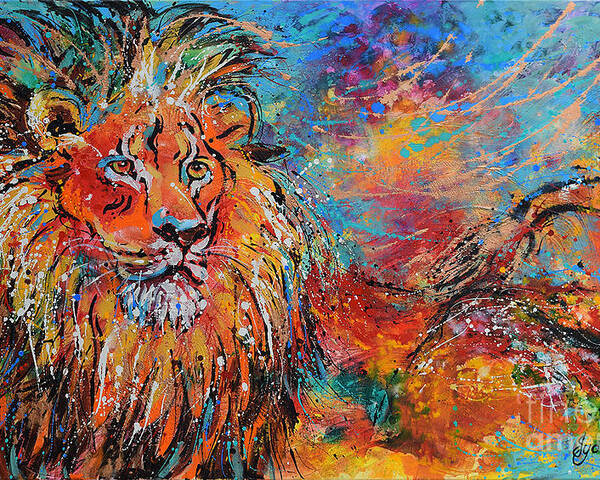 African Wildlife Poster featuring the painting Regal Lion by Jyotika Shroff