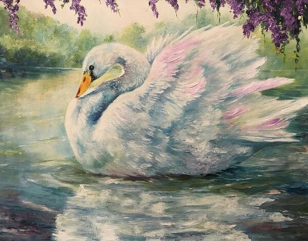 Swan Poster featuring the painting Regal Swan by ML McCormick