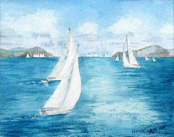  Yachts Poster featuring the painting Regatta Time by Diane Kirk