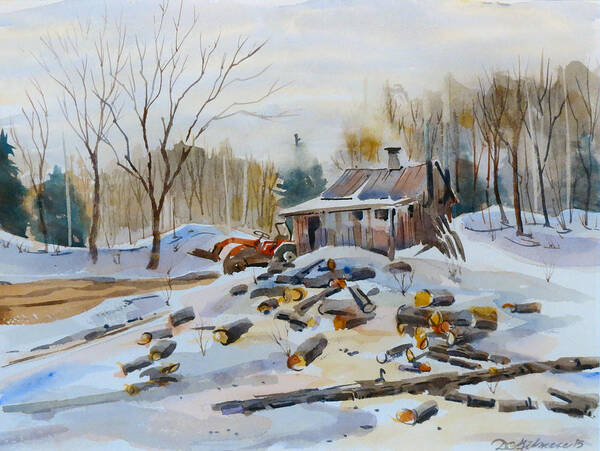 Winter Poster featuring the painting Reynold's Sugar Shack by David Gilmore