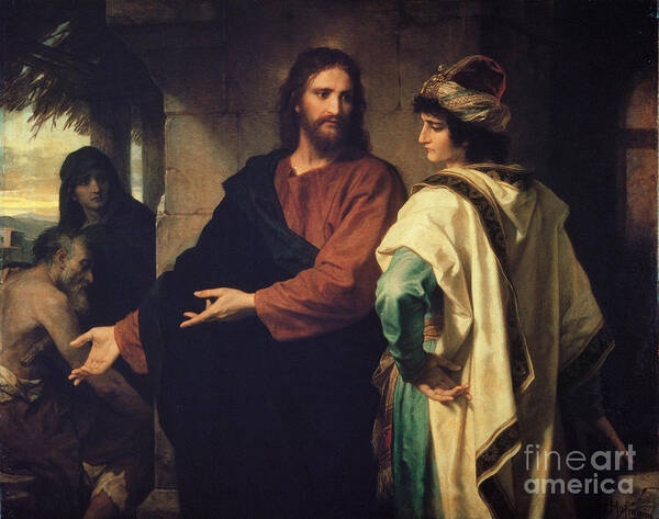 Christ And The Rich Young Ruler By Heinrich Hofmann Poster featuring the painting Rich Young Ruler by Heinrich Hofmann by MotionAge Designs