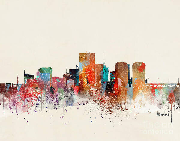 Richmond Cityscape Poster featuring the painting Richmond Skyline by Bri Buckley