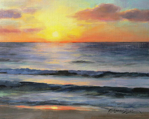 Riviera Maya Poster featuring the painting Riviera Sunrise by Anna Rose Bain