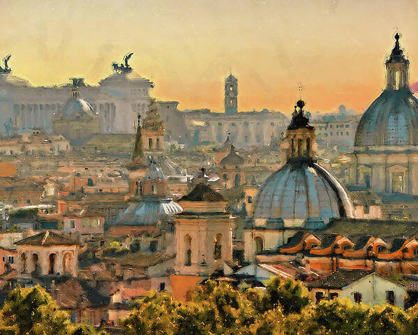 Rome Poster featuring the photograph Rome Cityscape - 03 by AM FineArtPrints