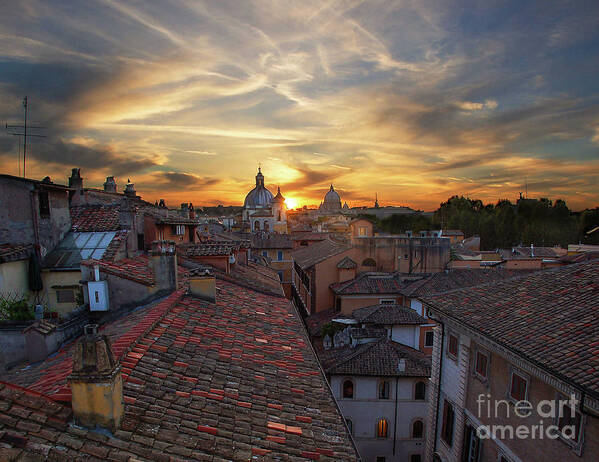 Sunset In Rome Poster featuring the photograph Rome Sunset by Maria Rabinky