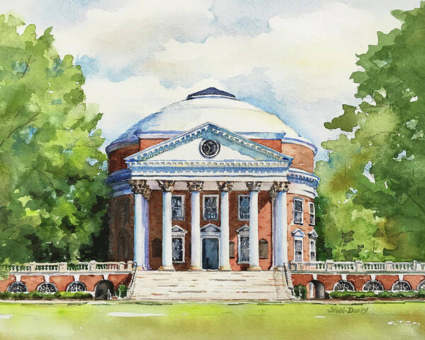 Uva Poster featuring the painting Rotunda at the University of Virginia by Jan Finn-Duffy