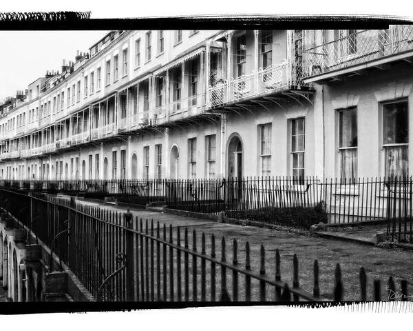 Royal Crescent Apartments Poster featuring the photograph Royal Crescent in Black and White by Peggy Dietz