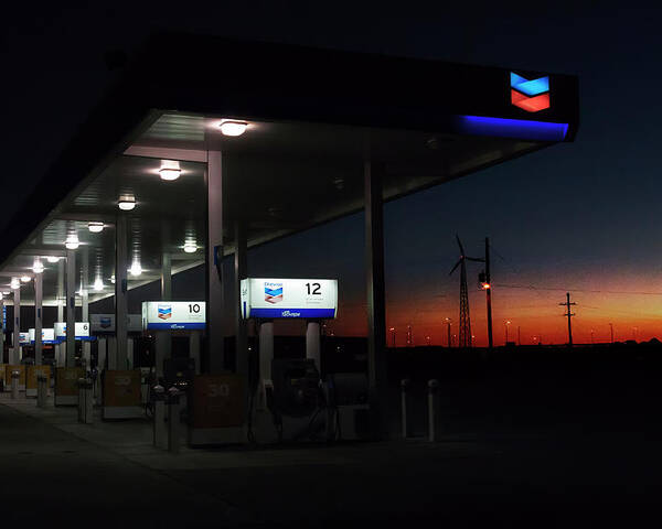 Filling Station Poster featuring the photograph Running, to make the day last a little longer by Micah Offman