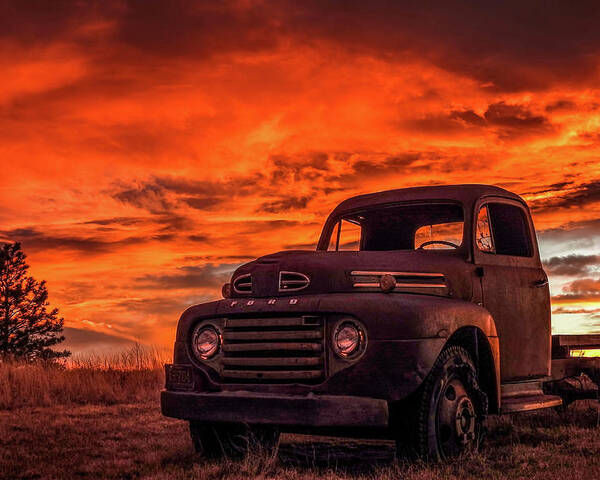 1948 Poster featuring the photograph Rusty Truck Sunset by Dawn Key