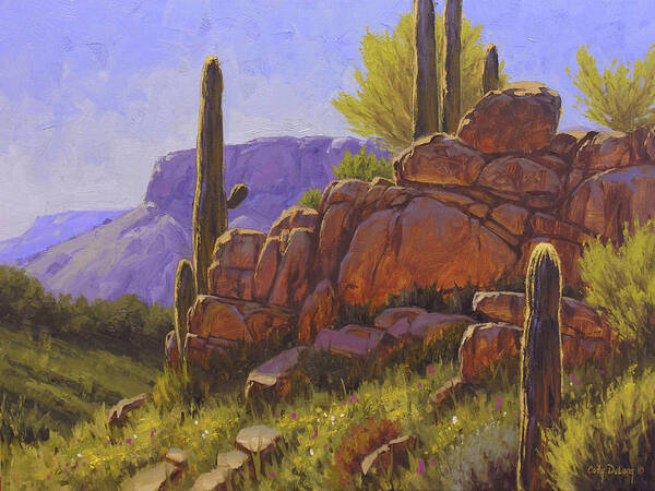 Cactus Poster featuring the painting Saguaro Sunshine by Cody DeLong