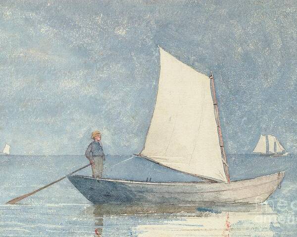 Boat Poster featuring the painting Sailing a Dory by Winslow Homer