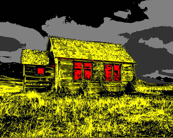 Scary Poster featuring the digital art Scary Farmhouse by Piotr Dulski