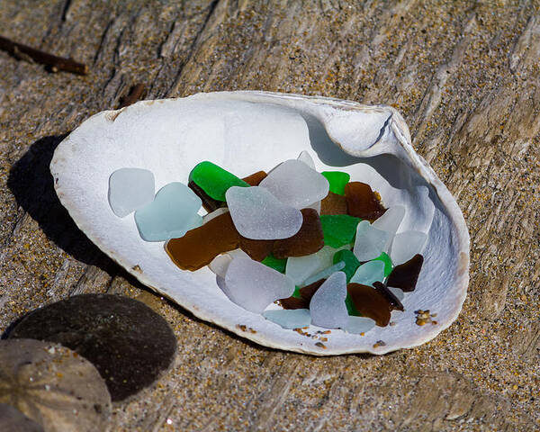 Sea Glass Poster featuring the photograph Sea Glass Treasure by Kirkodd Photography Of New England