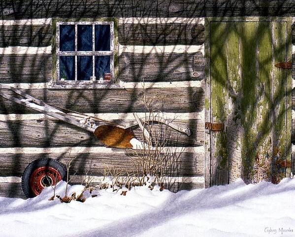 Rural Poster featuring the painting Shadows in December by Conrad Mieschke