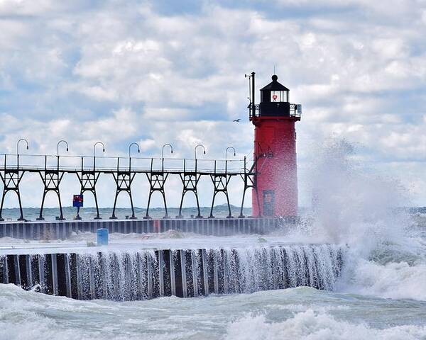Michigan Poster featuring the photograph South Haven Lighthouse by Nicole Lloyd