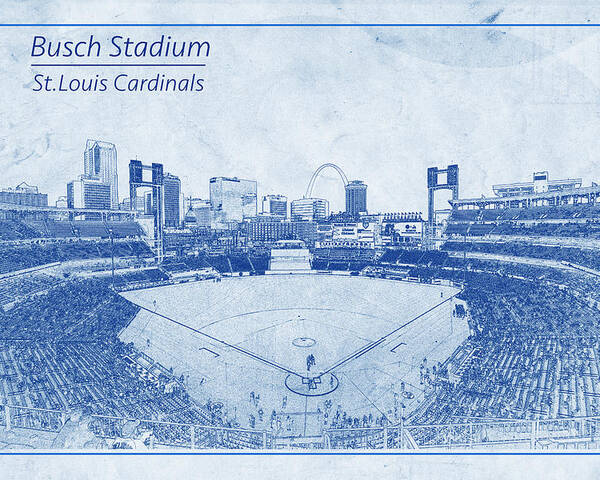 St Louis Cardinals Baseball Busch Stadium Pencil Drawing 