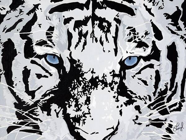 White Tiger Poster featuring the painting Strength And Beauty by Cheryl Bowman