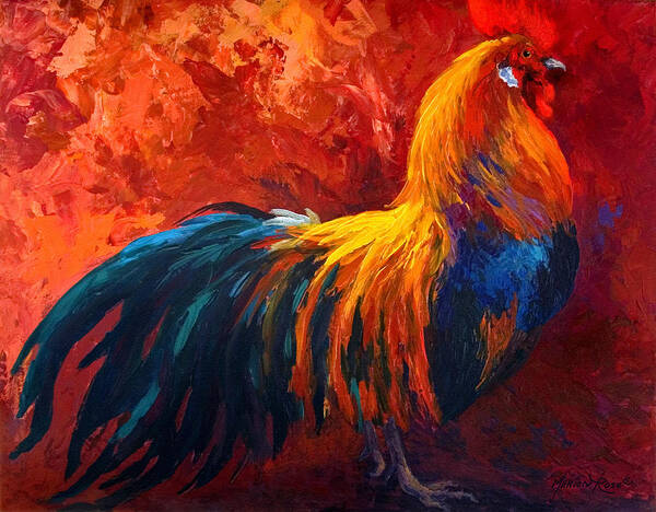 Rooster Poster featuring the painting Strutting His Stuff by Marion Rose