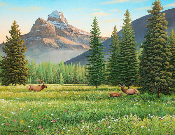 Landscape Poster featuring the painting Summer in the Valley by Jake Vandenbrink