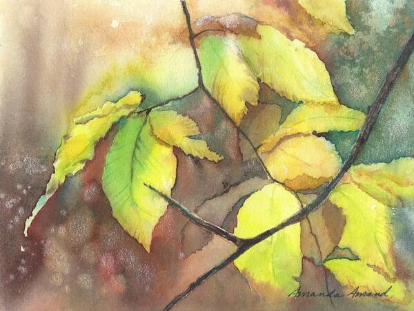 Leaves Poster featuring the painting Sun Kissed 1 by Amanda Amend