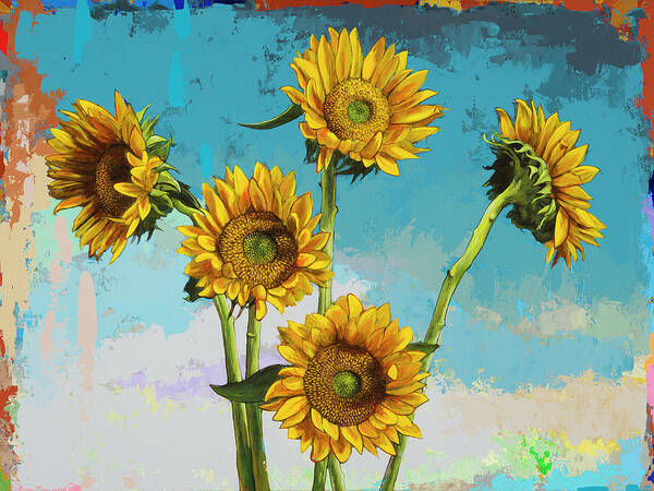 Sunflower Poster featuring the painting Sunflowers #6 by David Palmer