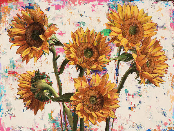 Sunflower Poster featuring the painting Sunflowers #9 by David Palmer