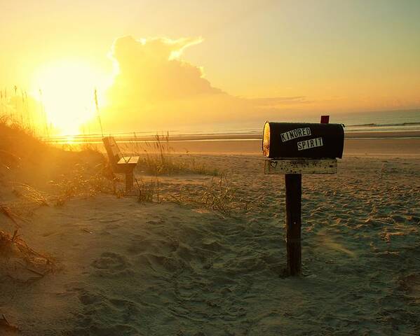 Sunrise Kindred Spirit Mailbox Sunset Beach Nc Poster By