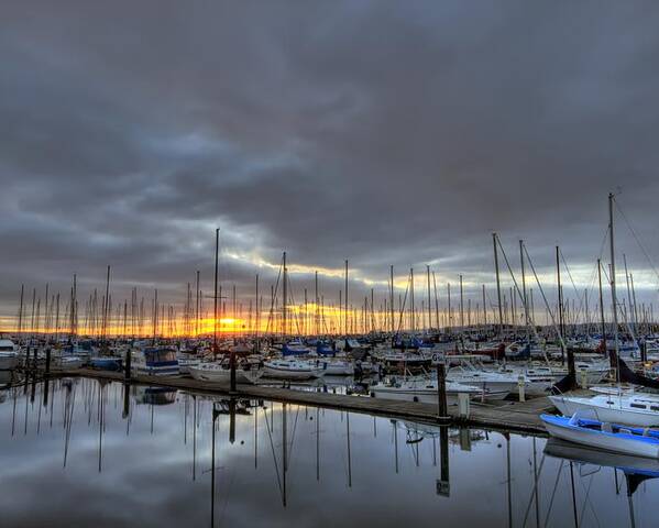Hdr Poster featuring the photograph Sunset at Port Gardner by Brad Granger