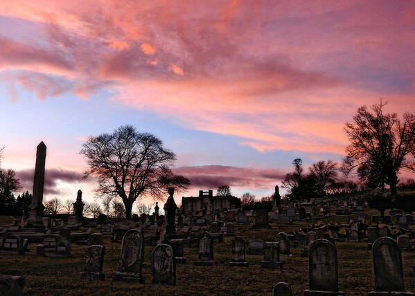 Sunset Graveyard Poster featuring the photograph Sunset Graveyard by Dark Whimsy