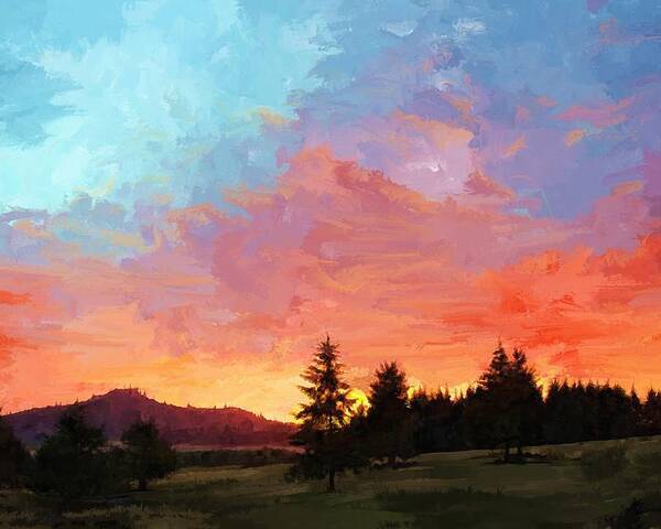 Beautiful Poster featuring the digital art Sunset in Oregon by Debra Baldwin