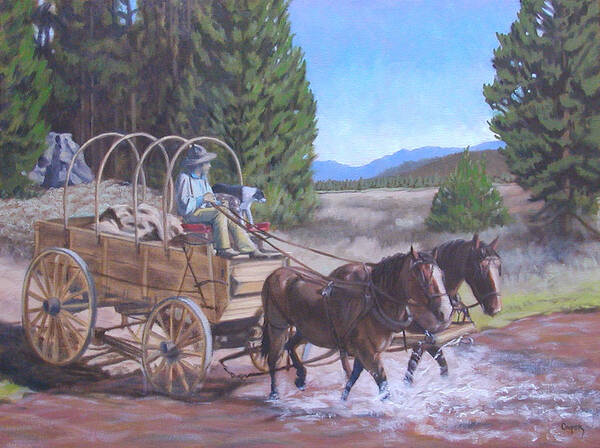 Oil. Painting Poster featuring the painting Supply Wagon by Todd Cooper