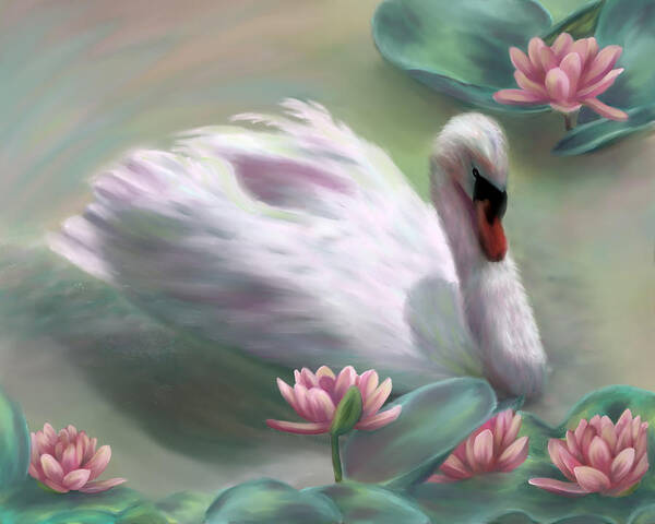 Animal Poster featuring the digital art Swan Song by Crystal Garner