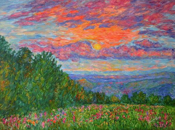 Landscapes For Sale Poster featuring the painting Sweet Pea Morning on the Blue Ridge by Kendall Kessler