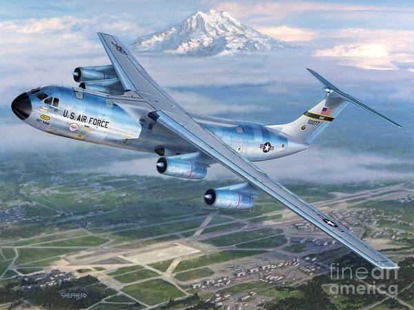 Tacoma Poster featuring the digital art Tacoma Starlifter C-141 by Stu Shepherd