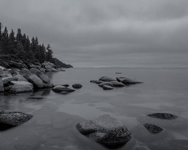 Landscape Poster featuring the photograph Tahoe in Black and White by Jonathan Nguyen