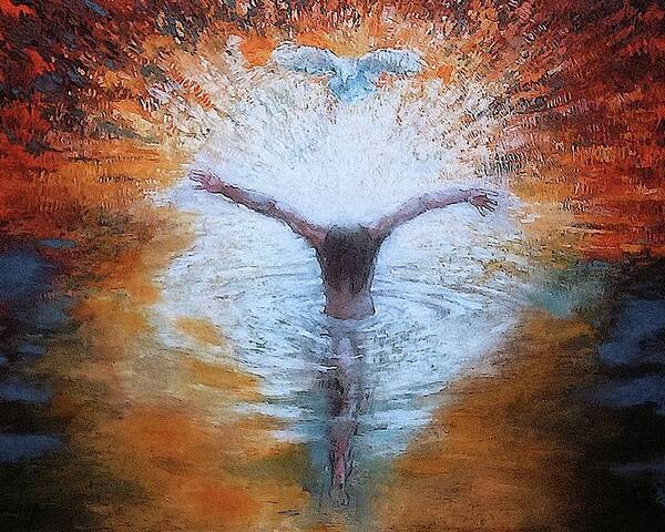 Baptism Poster featuring the painting The Baptism of the Christ with Dove by Daniel Bonnell