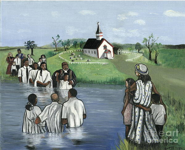 Baptism Painting Poster featuring the painting The Baptism by Toni Thorne