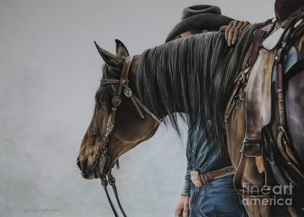 Cowboy Poster featuring the pastel The Bond by Joni Beinborn