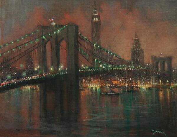  Brooklyn Bridge Poster featuring the painting The Brooklyn Bridge by Tom Shropshire
