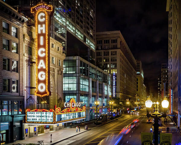 Chicago Poster featuring the photograph Illinois - The Chicago Theater by Ron Pate