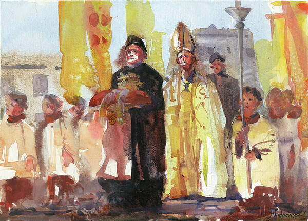 Watercolors Poster featuring the painting The Coronation by Kristina Vardazaryan