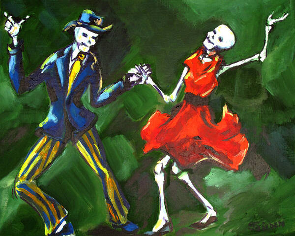 Day Of The Dead Poster featuring the painting The Jive by Sharon Sieben