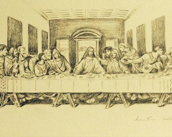 The last supper print from an original watercolor matted to 10x8 as shown